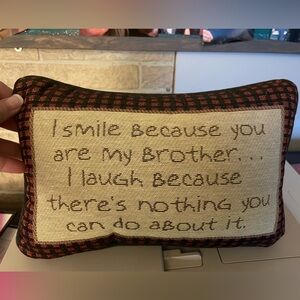 Pillow in great condition. I have 2 sons and this was just used for decoration.